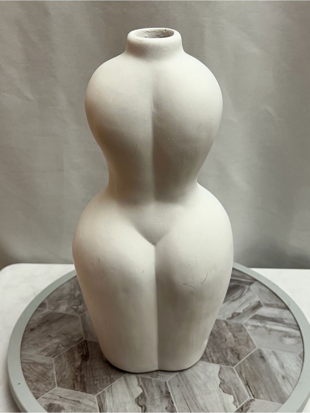 White Female Body Vase 12” Nude Torso Bust Curvy Woman Boho Modern Decor - Picture 3 of 7